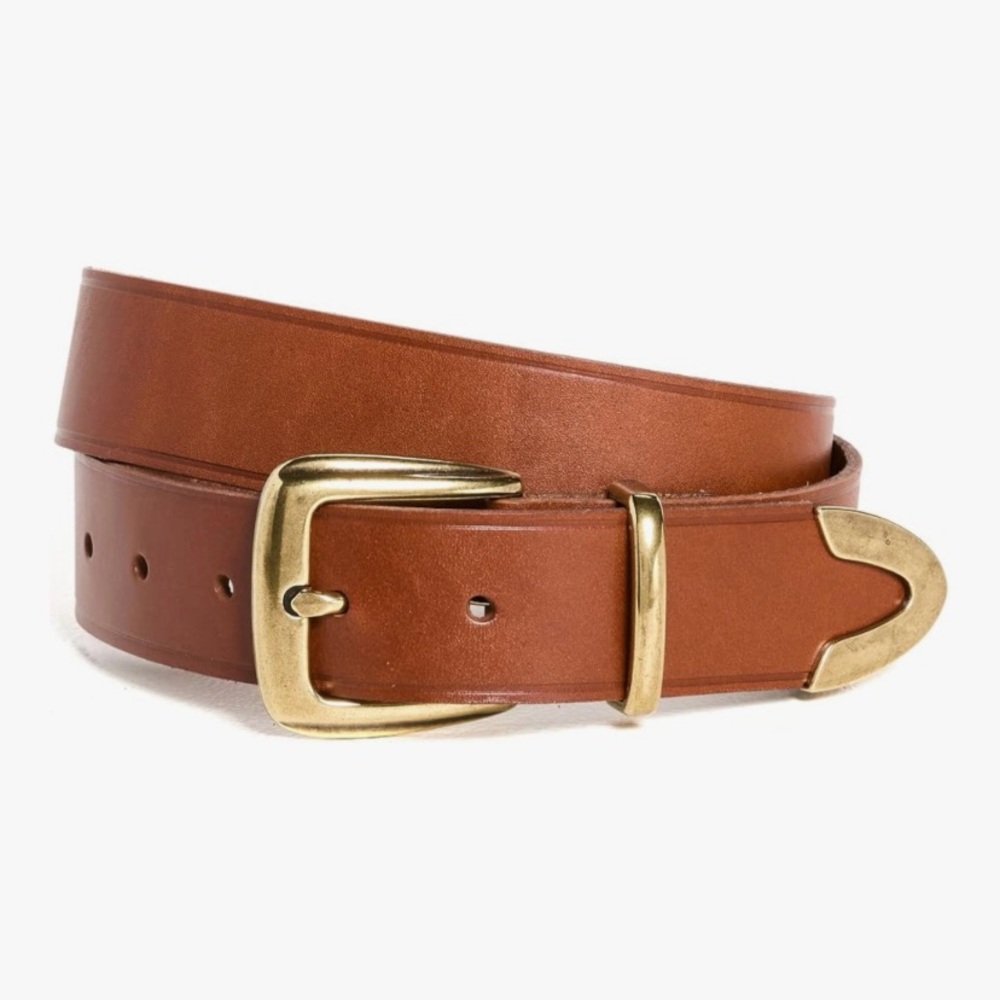 Madewell Western Brown Leather Belt in English Saddle